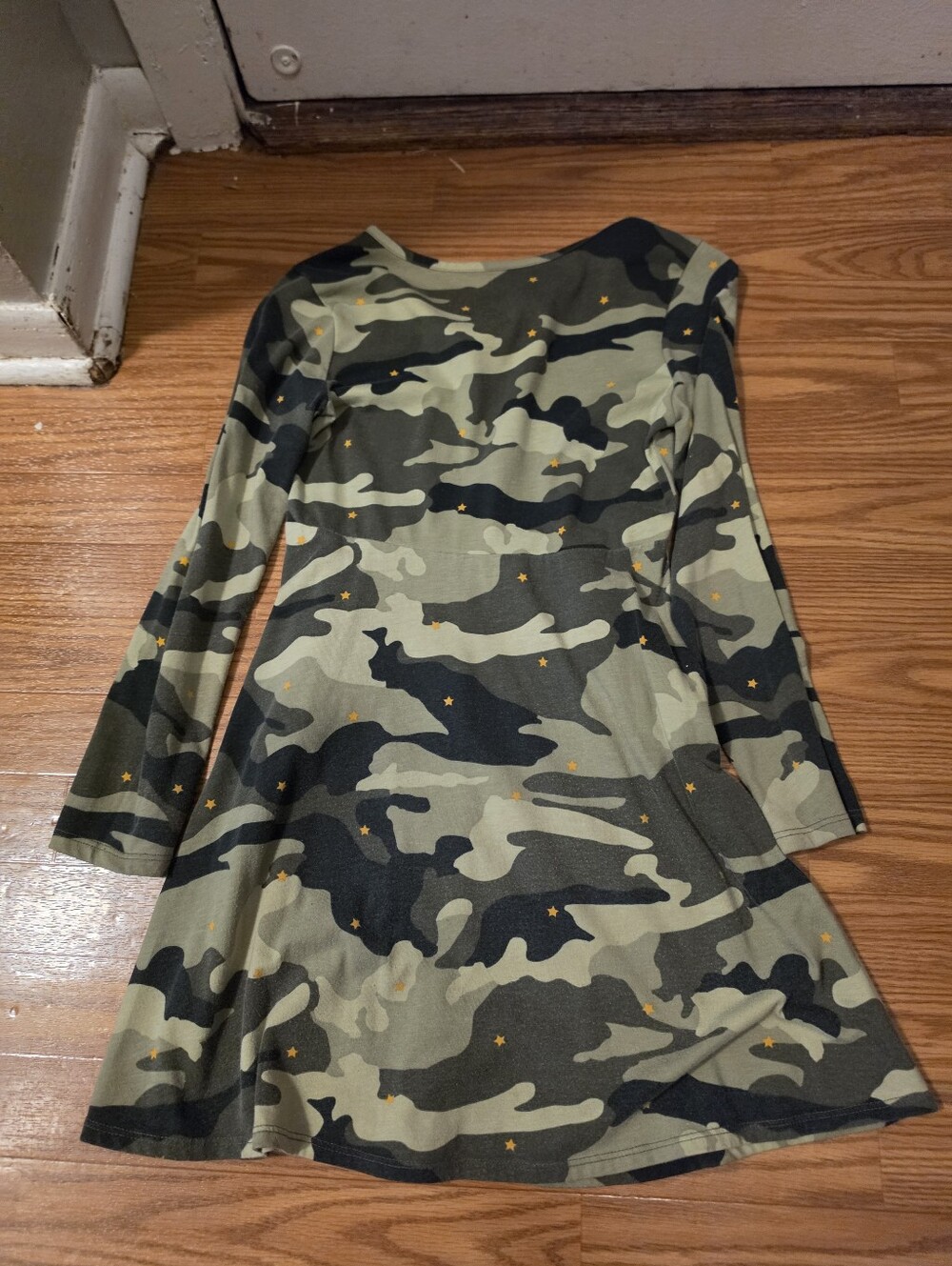 wonder nation Green Camo Long-Sleeve Star Accent Dress